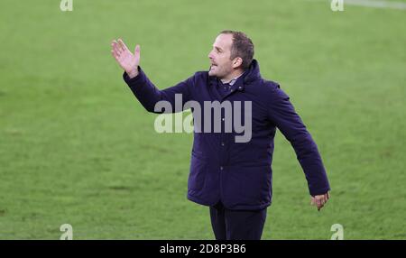 Schalke-Trainer Manuel Baum beim Bundesligaspiel zwischen FC Schalke 04 und VFB Stuttgart am 30. Oktober 2020 im Ve C Stockfoto