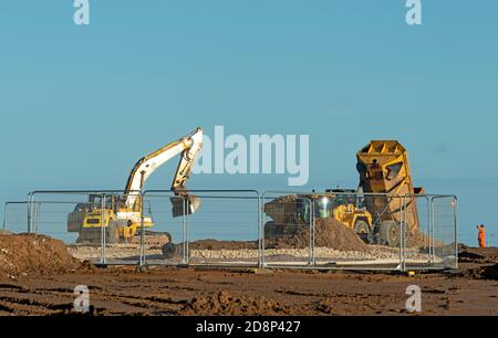 Baustelle für unterirdische Stromkabel von Anglia One Offshore Windpark Stockfoto