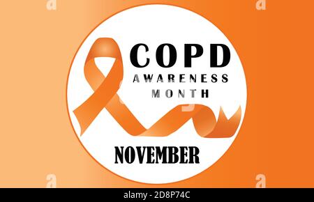 COPD Awareness Month Banner Design mit Orange Ribbon Stock Vektor