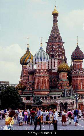 Basilius-Kathedrale, Roter Platz, Moskau, CEI, 1991 Stockfoto