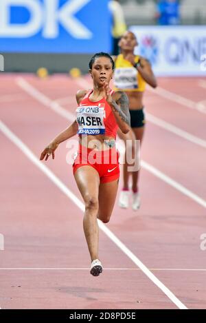 Salwa Eid Naser (Barhein). 400 Meter Goldmedaille. IAAF Leichtathletik-Weltmeisterschaften, Doha 2019 Stockfoto