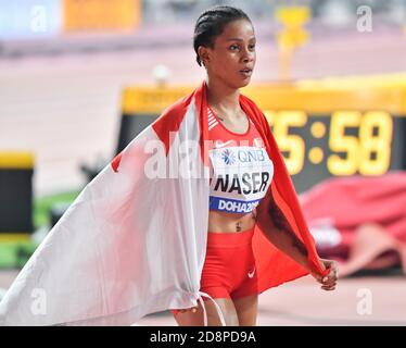 Salwa Eid Naser (Barhein). 400 Meter Goldmedaille. IAAF Leichtathletik-Weltmeisterschaften, Doha 2019 Stockfoto