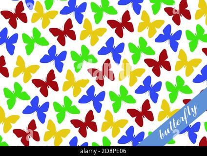 Nahtlose Spaß Schmetterling Tapete und Muster zur Dekoration, in hellen bunten Stil Stockfoto
