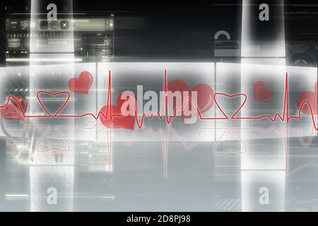 Digitale Darstellung des Bildschirms des Herzmonitors mit normalem Herzschlag Signal Stockfoto