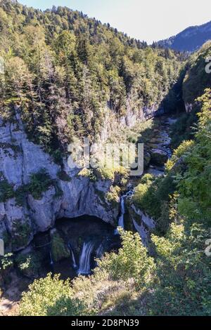 Claude Roy Jump oder Cascade de la Billaude, Jura in Frankreich Stockfoto