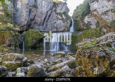 Claude Roy Jump oder Cascade de la Billaude, Jura in Frankreich Stockfoto