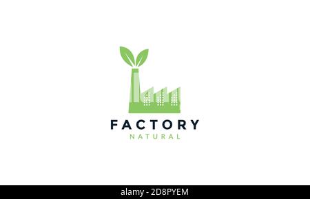 Fabrik Silhouette grün mit Blatt Pflanze Natur Logo Vektor-Symbol Design Stock Vektor