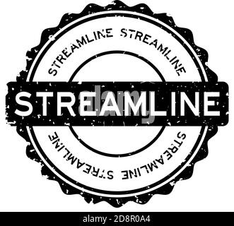 Grunge schwarz Streamline Wort rund Gummidichtung Stempel auf weiß Hintergrund Stock Vektor