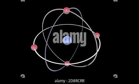 Atom und seine Umlaufbahnen. 3d-Illustration Stockfoto