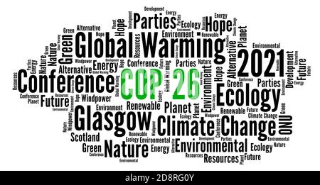 COP 26 in Glasgow, Schottland Wort Wolke Stockfoto