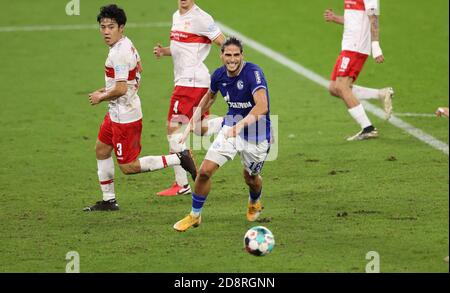 Gelsenkirchen, Deutschland. 2020. Okt 10. firo: 30/2020 Fuvuball: Fußball: 1. Bundesliga-Saison 2020/21 FC Schalke 04 - VfB Stuttgart 1: 1 Duelle, Goncalo Paciencia Credit: Jvºrgen Fromme/firo/Pool zur weltweiten Nutzung/dpa/Alamy Live News Stockfoto