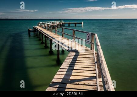 Portsea Jetty auf der Mornington Peninsula. Stockfoto