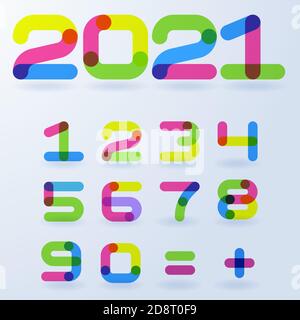 2021 Vektor hellen Regenbogen Zahlen Stock Vektor