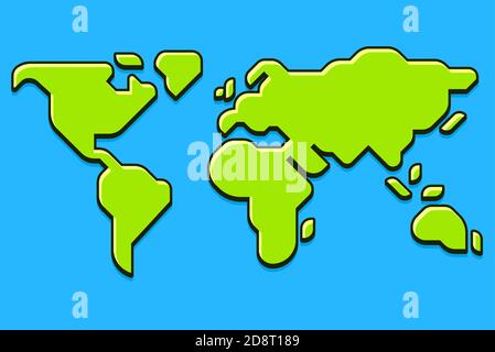 Einfache stilisierte Weltkarte Silhouette in modernen minimalistischen Stil. Isolierte Vektordarstellung. Stock Vektor