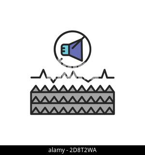 Symbol für die Farblinie des Schalldämmmaterials. Stock Vektor