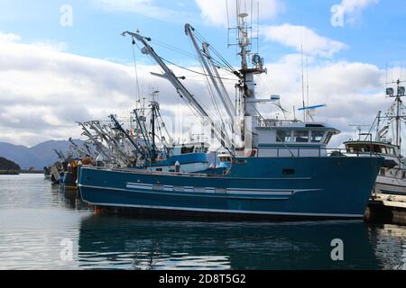 Hafen von Sand Point, Aleuten-Inseln, Alaska, USA Stockfoto