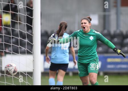 Dartford, Großbritannien. Januar 2020. Shae Yanez (London City) Gesten während des FA Women's Super League 2 Match zwischen London City und Leicester City im Princes Park in Dartford. FEDERICO GUERRA MARANESI/SPP Quelle: SPP Sport Press Foto. /Alamy Live Nachrichten Stockfoto