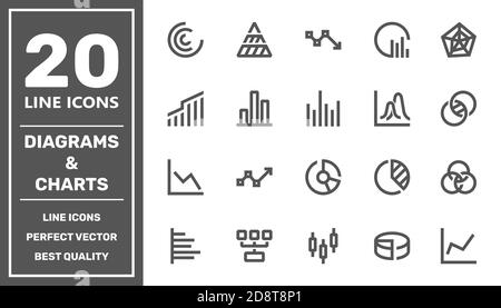 Einfache Reihe von Diagramm- und Graphen-bezogenen Vektorsymbolen für Ihr Design. EPS Stock Vektor