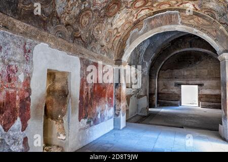 Stabian Bäder Innenraum in der alten Stadt Pompeji, Kampanien, Italien Stockfoto