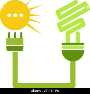 Vektor-Zeichen Sonnenenergie, grüne Lampe Stock Vektor