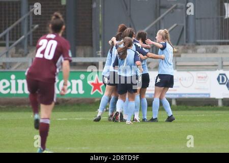 Dartford, Großbritannien. Januar 2020. London City Kader feiert nach dem Tor während des FA Women's Super League 2 Match zwischen London City und Leicester City im Princes Park in Dartford. FEDERICO GUERRA MARANESI/SPP Quelle: SPP Sport Press Foto. /Alamy Live Nachrichten Stockfoto