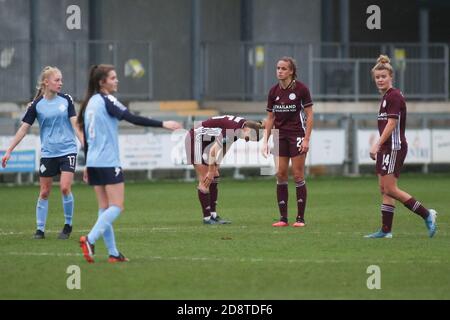 Dartford, Großbritannien. Januar 2020. Leicester-Kader bedauert das Spiel der FA Women's Super League 2 zwischen London City und Leicester City im Princes Park in Dartford. FEDERICO GUERRA MARANESI/SPP Quelle: SPP Sport Press Foto. /Alamy Live Nachrichten Stockfoto