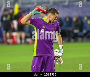 Nashville, TN, USA. Oktober 2020. Chicagoer Torwart Bobby Shuttleworth (1), während des MLS-Spiels zwischen Chicago Fire und Nashville SC im Nissan Stadium in Nashville, TN. Kevin Langley/CSM/Alamy Live News Stockfoto