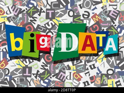 Big Data, anonyme Botschaft in flachem Design Stock Vektor