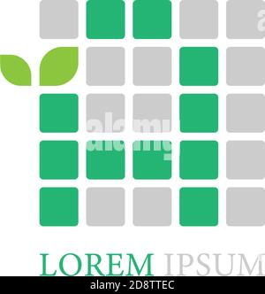 Buchstabe EIN Logo-Symbol mit Blättern auf Quadraten Design-Vektor Stock Vektor