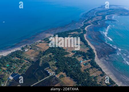 Luftaufnahme von Chera Dwip ist extrem südöstlicher Teil der Saint Martin’s Island. Cox’s Bazar, Bangladesch Stockfoto