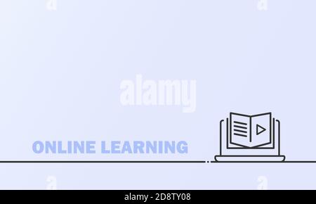 Banner für Online-Schulungen oder Fernprüfungen. Kurs E-Learning von zu Hause, Online-Studium. Vektor auf isoliertem Hintergrund. EPS 10 Stock Vektor