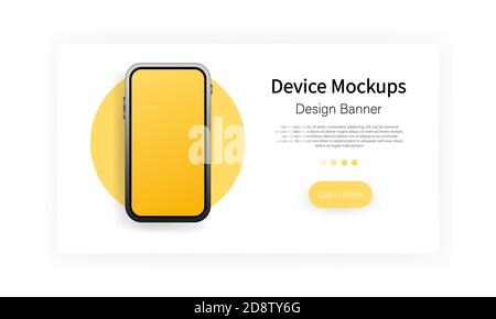 Banner für Gerätemockups. Smartphone leerer Bildschirm, Handy-Mockup. Vorlage für Infografiken oder Präsentation UI Design Interface. Vektor auf isoliertem Weiß Stock Vektor