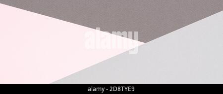 Abstrakt farbigen Papier Textur Hintergrund. Minimale geometrische Formen und Linien in pastellrosa und hellgrauen Farben Stockfoto