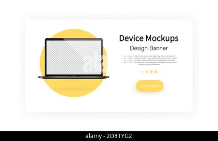 Banner zum Gerätemockup. Laptop leerer Bildschirm. Notizbuch. Vektor auf isoliertem weißem Hintergrund. EPS 10 Stock Vektor