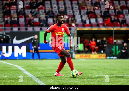 Farum, Dänemark. Oktober 2020. Johan Djourou (28) vom FC Nordsjaelland im 3F Superliga-Match zwischen FC Nordsjaelland und FC Midtjylland in Right to Dream Park in Farum. (Foto Kredit: Gonzales Foto/Alamy Live News Stockfoto