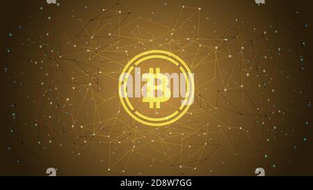 Wrapped Bitcoin WBTC Token Symbol des DEFI-Projekts auf polygonalem Hintergrund. Logo-Symbol für Kryptowährung. Dezentrale Finanzierungsprogramme. Vektor. Stockfoto