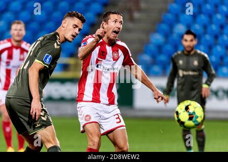 Aalborg, Dänemark. November 2020. Jakob Ahlmann (3) von AAB beim 3F Superliga-Spiel zwischen Aalborg Boldklub und Broendby IF im Aalborg Portland Park in Aalborg gesehen. (Foto Kredit: Gonzales Foto/Alamy Live News Stockfoto