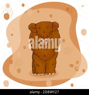 Cute Cartoon Bull High Land Kuh steht auf dem Boden auf rosa und braunen Hintergrund. Isoliertes Zeichen Stock Vektor