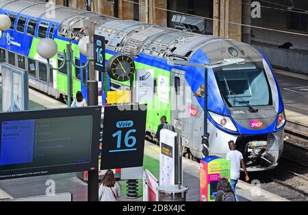 TER Zug im Bahnhof Nord, Paris, Ile-de-France, Frankreich Stockfoto