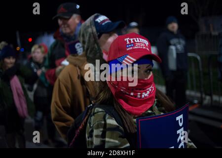 Trump-Anhänger bei Kundgebung in Montoursville PA USA, am 31. Oktober 2020, vor dem Wahltag. Stockfoto