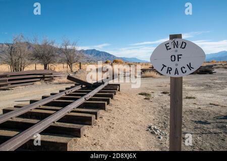 Das Laws Railroad Museum bietet eine große Sammlung von Bergbau- und Eisenbahnartefakten aus den Grafschaften Inyo und Mono in der östlichen Sierra von Kalifornien. Stockfoto