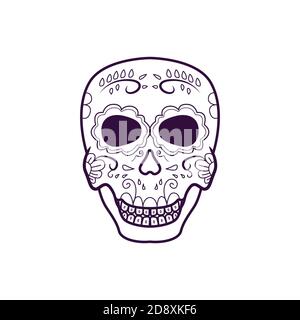 Dia De Los Muertos, Blue Head Skull Vektor Illustration Stock Vektor