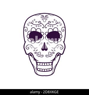 Dia De Los Muertos, Blue Head Skull Vektor Illustration Stock Vektor