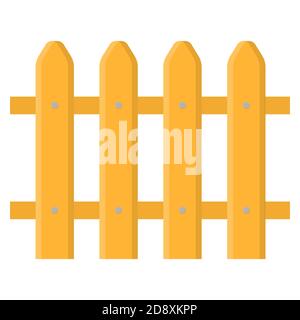 Holzzaun isoliert auf weißem Hintergrund. Garteneinrichtung. Vektor-Illustration im Cartoon-Stil für Ihr Design. Stock Vektor