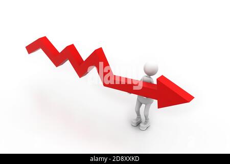 Geschäftsmann Holding fallende Graphen Stockfoto