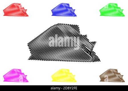 Monroe County, Kentucky (US County, Vereinigte Staaten von Amerika, USA, USA, US) Karte Vektor Illustration, scribble Skizze Monroe Karte Stock Vektor