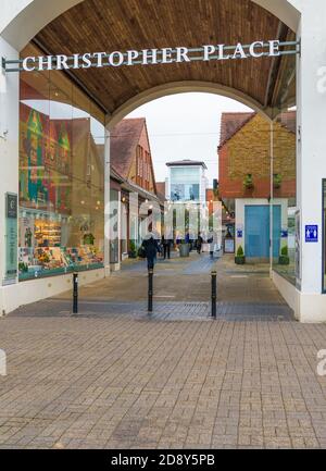Christopher Place Einkaufszentrum im Stadtzentrum von St. Albans, Hertfordshire, England, Großbritannien Stockfoto