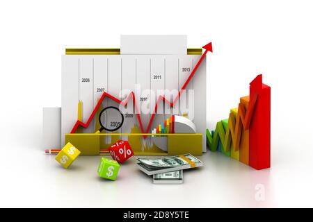 Business-Grafik und Tabelle im Ordner "" Stockfoto