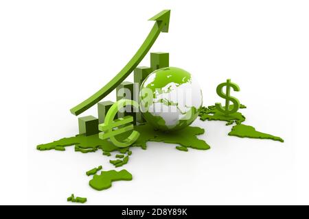 Digitale Illustration von Business-Grafik mit Erde Stockfoto