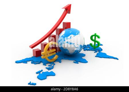 Digitale Illustration von Business-Grafik mit Erde Stockfoto